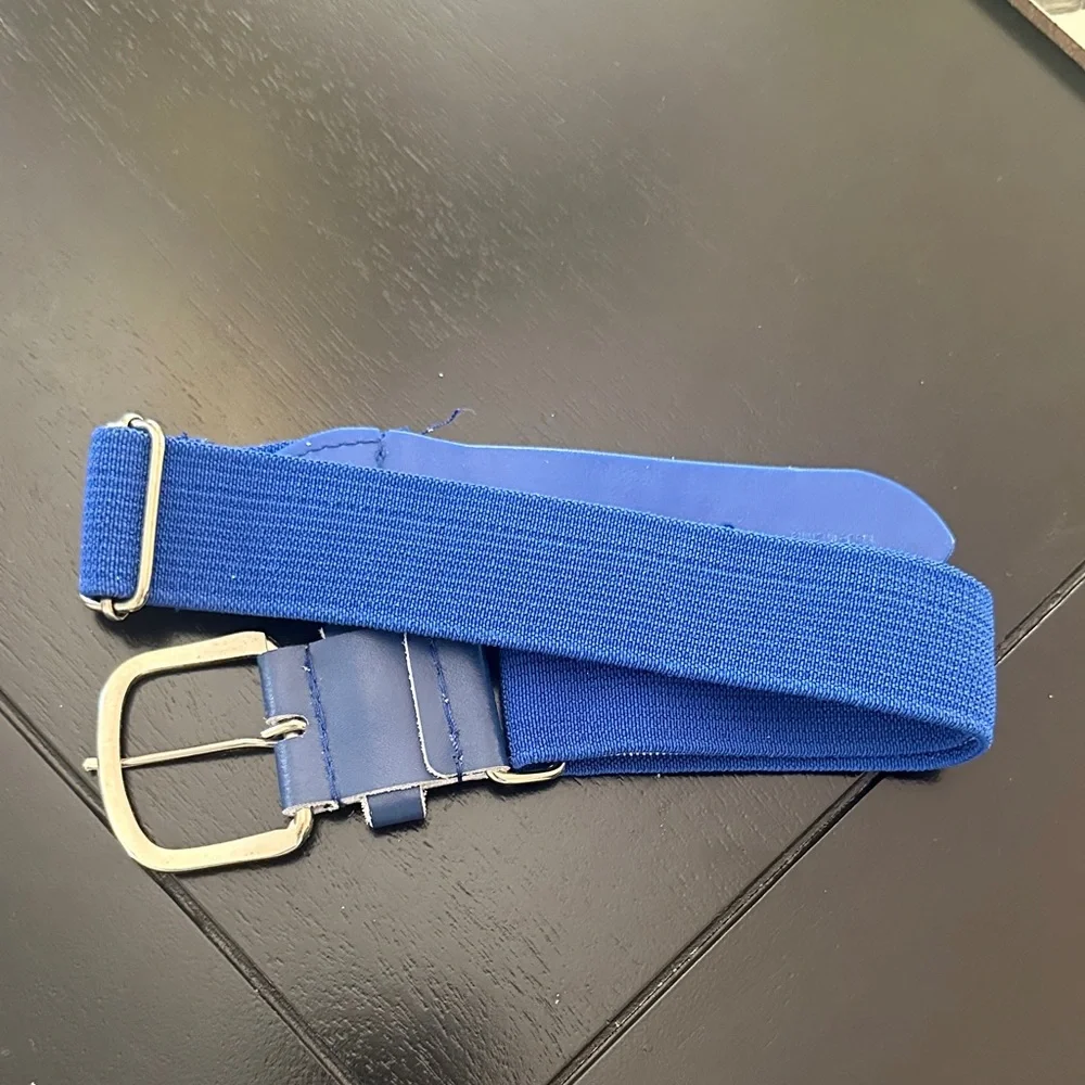 Blue boys’ royal blue baseball Belt with Silver Buckle